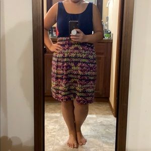 Short cotton top, polyester bottom dress